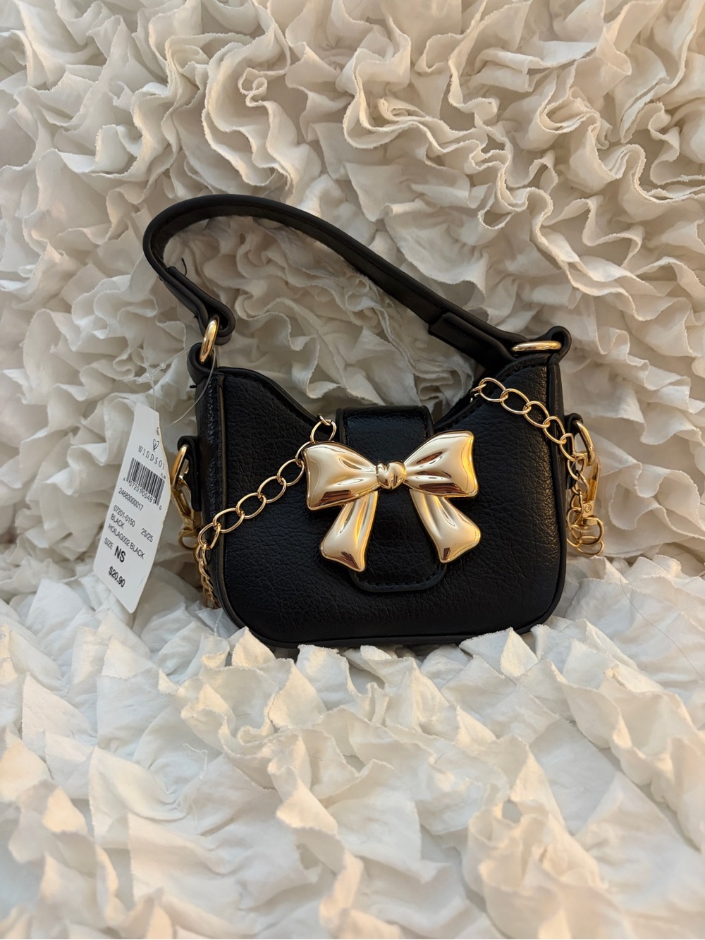 Black Mini Bag with Gold Bow